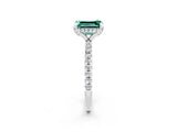 White gold Emerald Cut Diamond Solitaire Ring with Four-Prong Setting and Pavé Band_2