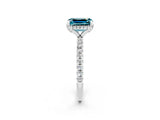 White gold Emerald Cut Diamond Solitaire Ring with Four-Prong Setting and Pavé Band_2