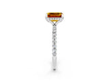 White gold Emerald Cut Diamond Solitaire Ring with Four-Prong Setting and Pavé Band_2