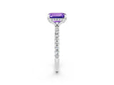 White gold Emerald Cut Diamond Solitaire Ring with Four-Prong Setting and Pavé Band_2