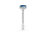 White gold Emerald Cut Diamond Solitaire Ring with Four-Prong Setting and Pavé Band_2