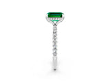 White gold Emerald Cut Diamond Solitaire Ring with Four-Prong Setting and Pavé Band_2