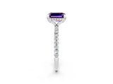 White gold Emerald Cut Diamond Solitaire Ring with Four-Prong Setting and Pavé Band_2