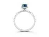 White gold Emerald Cut Diamond Solitaire Ring with Four-Prong Setting and Pavé Band_3