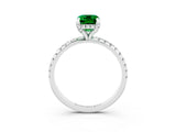White gold Emerald Cut Diamond Solitaire Ring with Four-Prong Setting and Pavé Band_3