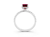 White gold Emerald Cut Diamond Solitaire Ring with Four-Prong Setting and Pavé Band_3
