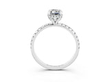 White gold Emerald Cut Diamond Solitaire Ring with Four-Prong Setting and Pavé Band_3