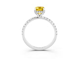 White gold Emerald Cut Diamond Solitaire Ring with Four-Prong Setting and Pavé Band_3