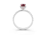 White gold Emerald Cut Diamond Solitaire Ring with Four-Prong Setting and Pavé Band_3