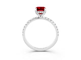 White gold Emerald Cut Diamond Solitaire Ring with Four-Prong Setting and Pavé Band_3