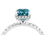 White gold Emerald Cut Diamond Solitaire Ring with Four-Prong Setting and Pavé Band_4