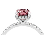 White gold Emerald Cut Diamond Solitaire Ring with Four-Prong Setting and Pavé Band_4