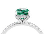White gold Emerald Cut Diamond Solitaire Ring with Four-Prong Setting and Pavé Band_4