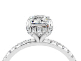 White gold Emerald Cut Diamond Solitaire Ring with Four-Prong Setting and Pavé Band_4