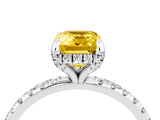 White gold Emerald Cut Diamond Solitaire Ring with Four-Prong Setting and Pavé Band_4
