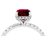 White gold Emerald Cut Diamond Solitaire Ring with Four-Prong Setting and Pavé Band_4