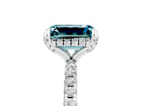 White gold Emerald Cut Diamond Solitaire Ring with Four-Prong Setting and Pavé Band_5