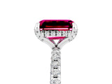 White gold Emerald Cut Diamond Solitaire Ring with Four-Prong Setting and Pavé Band_5