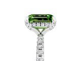 White gold Emerald Cut Diamond Solitaire Ring with Four-Prong Setting and Pavé Band_5