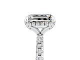 White gold Emerald Cut Diamond Solitaire Ring with Four-Prong Setting and Pavé Band_5