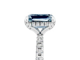 White gold Emerald Cut Diamond Solitaire Ring with Four-Prong Setting and Pavé Band_5