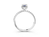 White gold Emerald Cut Diamond Solitaire Ring with Four-Prong Setting and Pavé Band_6