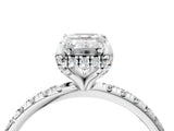 White gold Emerald Cut Diamond Solitaire Ring with Four-Prong Setting and Pavé Band_7