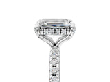 White gold Emerald Cut Diamond Solitaire Ring with Four-Prong Setting and Pavé Band_8