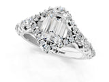 White gold Emerald Cut Diamond Solitaire Ring with Hidden Halo and Pavé Band_34