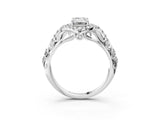 White gold Emerald Cut Diamond Solitaire Ring with Hidden Halo and Pavé Band_36