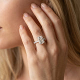 White gold Emerald Cut Diamond Solitaire Ring with Pavé Accents and Four-Prong Setting_85