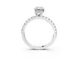 White gold Emerald Cut Diamond Solitaire Ring with Pavé Band and Four-Prong Setting_362