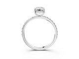 White gold Emerald Cut Diamond Solitaire Ring with Pavé Band and Hidden Halo_23