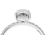 White gold Emerald Cut Diamond Solitaire Ring with Pavé Band and Hidden Halo_25