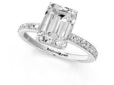 White gold Emerald Cut Diamond Solitaire Ring with Pavé Band and Hidden Halo_26