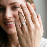 White gold Emerald Cut Diamond Solitaire Ring with Pavé Band and Prong Setting_107