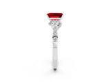 White gold Emerald Cut Diamond Solitaire Ring with Pavé Band and Prong Setting_2