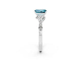 White gold Emerald Cut Diamond Solitaire Ring with Pavé Band and Prong Setting_2
