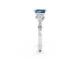 White gold Emerald Cut Diamond Solitaire Ring with Pavé Band and Prong Setting_2