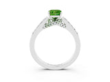 White gold Emerald Cut Diamond Solitaire Ring with Pavé Band and Prong Setting_3