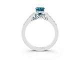 White gold Emerald Cut Diamond Solitaire Ring with Pavé Band and Prong Setting_3