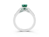 White gold Emerald Cut Diamond Solitaire Ring with Pavé Band and Prong Setting_3