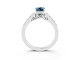 White gold Emerald Cut Diamond Solitaire Ring with Pavé Band and Prong Setting_3