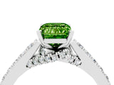 White gold Emerald Cut Diamond Solitaire Ring with Pavé Band and Prong Setting_4
