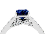 White gold Emerald Cut Diamond Solitaire Ring with Pavé Band and Prong Setting_4