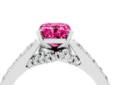 White gold Emerald Cut Diamond Solitaire Ring with Pavé Band and Prong Setting_4