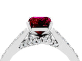 White gold Emerald Cut Diamond Solitaire Ring with Pavé Band and Prong Setting_4