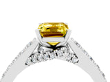 White gold Emerald Cut Diamond Solitaire Ring with Pavé Band and Prong Setting_4