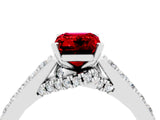 White gold Emerald Cut Diamond Solitaire Ring with Pavé Band and Prong Setting_4