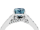 White gold Emerald Cut Diamond Solitaire Ring with Pavé Band and Prong Setting_4